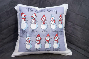 Personalized Snowman Family Custom Avatars Square Throw Pillow Cover - RazKen Gifts Shop