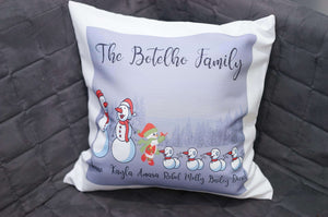 Personalized Snowman Family Custom Avatars Square Throw Pillow Cover - RazKen Gifts Shop