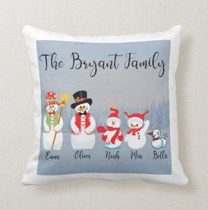 Personalized Snowman Family Custom Avatars Square Throw Pillow Cover - RazKen Gifts Shop