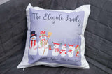 Personalized Snowman Family Custom Avatars Square Throw Pillow Cover - RazKen Gifts Shop