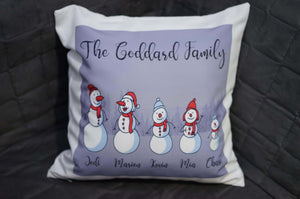 Personalized Snowman Family Custom Avatars Square Throw Pillow Cover - RazKen Gifts Shop