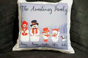 Personalized Snowman Family Custom Avatars Square Throw Pillow Cover - RazKen Gifts Shop