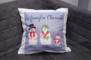 Personalized Snowman Family Custom Avatars Square Throw Pillow Cover - RazKen Gifts Shop