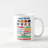 Dad Super Hero Man Hulk Spider Man Custom Title and Names Coffee Mug - RazKen Gifts Shop
