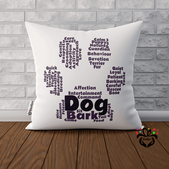Dog Word Cloud Design, Gift for Dog Owner, Dog Lover, New Dog Owner Cushion Pillowcase - RazKen Gifts Shop