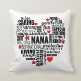 Mom, Mum, Grandma, Nana, Mama, Heart Word Cloud, Gift for Mother Cushion Pillow - RazKen Gifts Shop