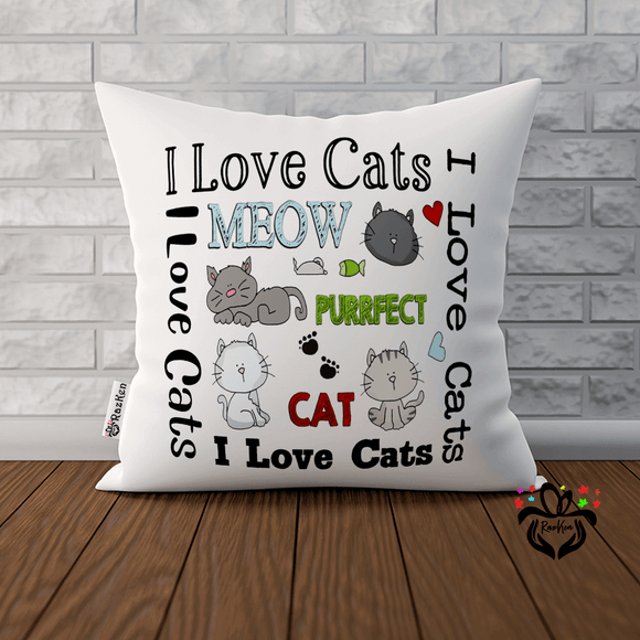 I Love Cats, Gift for Cat Lover, Cat Owner, Having Cat, Welcome Home Cushion Pillowcase - RazKen Gifts Shop