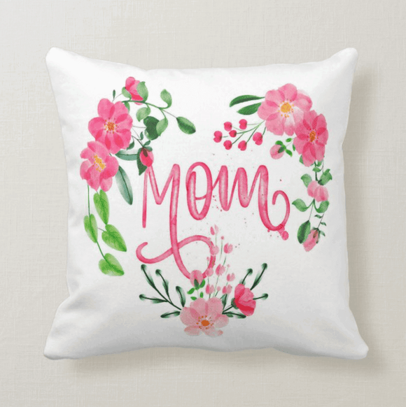 Mom Floral Heart Decorative Cushion Pillow, Gift for Mother, Mom, Mum, Cushion Pillow - RazKen Gifts Shop
