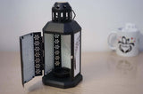 Personalized Lantern Custom Your Own Design Image Picture 4 Glass Sides Black Steel Lantern - RazKen Gifts Shop