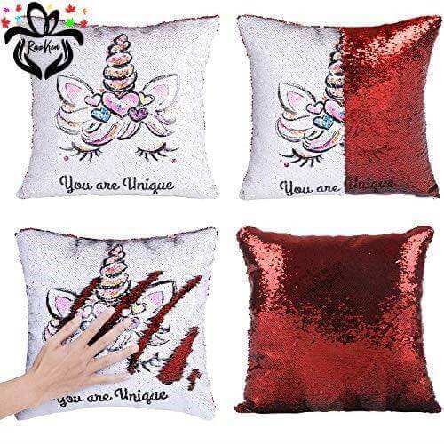 Personalized Photo Sequin Pillow Magical Mermaid Cushion Cover Case - RazKen Gifts Shop
