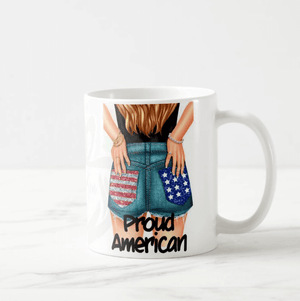 Proud American Girl US Flag Independence day Happy 4th of July Custom Hair Colour Coffee Mug - RazKen Gifts Shop