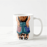 Proud American Girl US Flag Independence day Happy 4th of July Custom Hair Colour Coffee Mug - RazKen Gifts Shop