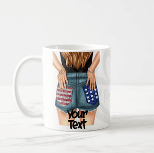 Proud American Girl US Flag Independence day Happy 4th of July Custom Hair Colour Coffee Mug - RazKen Gifts Shop