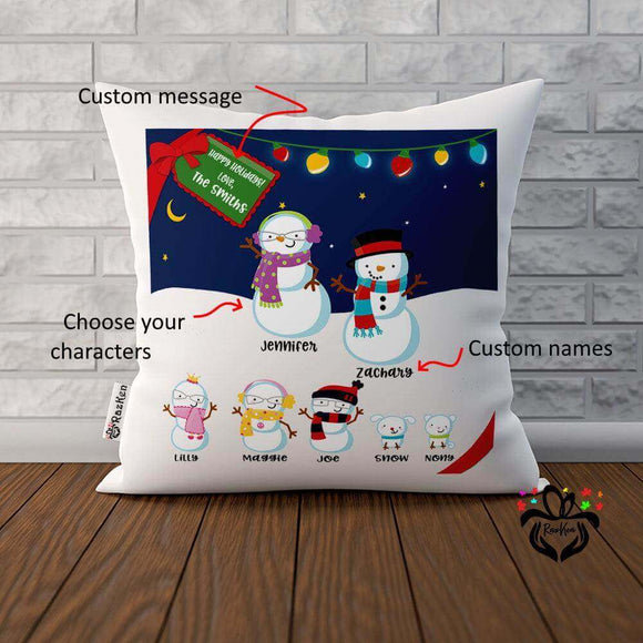 Snowman Family with Lights - Personalized Christmas Gift, Custom Pillow - RazKen Gifts Shop
