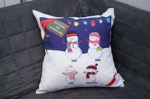 Snowman Family with Lights - Personalized Christmas Gift, Custom Pillow - RazKen Gifts Shop