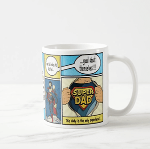 Personalized Super Dad Comic Book Photo Mug, Gift for Dad, Dad is My Hero Comic Book Mug - RazKen Gifts Shop