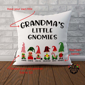 Personalized Title, Name Grandmas, Moms Little Gnomes, Christmas Gift, Cushion Pillow - RazKen Gifts Shop