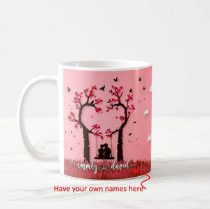 Personalized Names Couple Under Valentine Tree Phrase Fall In Love, Wife Husband BB GF Mug - RazKen Gifts Shop