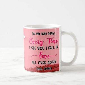 Personalized Names Couple Under Valentine Tree Phrase Fall In Love, Wife Husband BB GF Mug - RazKen Gifts Shop