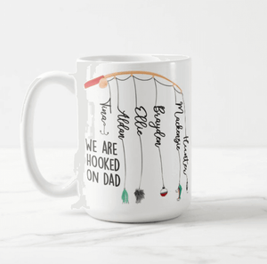 Father's Day Gift, We are Hooked On Dad, Personalized Title, Custom Names Coffee Mug - RazKen Gifts Shop