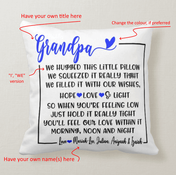 We Hugged This Little Pillow, Personalized Title, Custom Names, Father's Day Gift Cushion Pillow - RazKen Gifts Shop