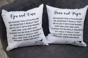 We Hugged This Little Pillow, Personalized Title, Custom Names, Simple Design, Cushion Pillow - RazKen Gifts Shop